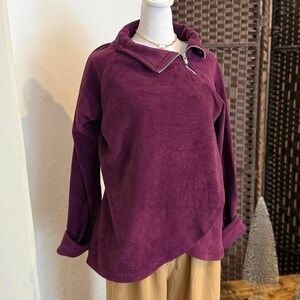 Calvin Klein Zip Up Fleece Sweater Top Purple Size Medium Women's Loungewear